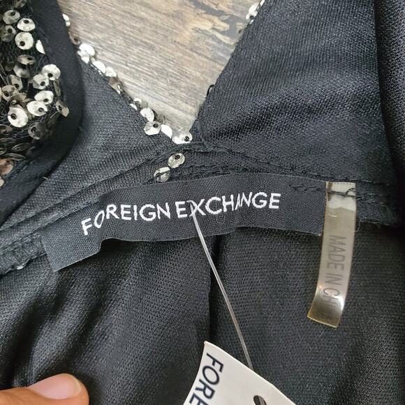 Foreign Exchange Silver Sequin Babydoll Top Size Small NWT Cocktail Glam Evening - Picture 6 of 10